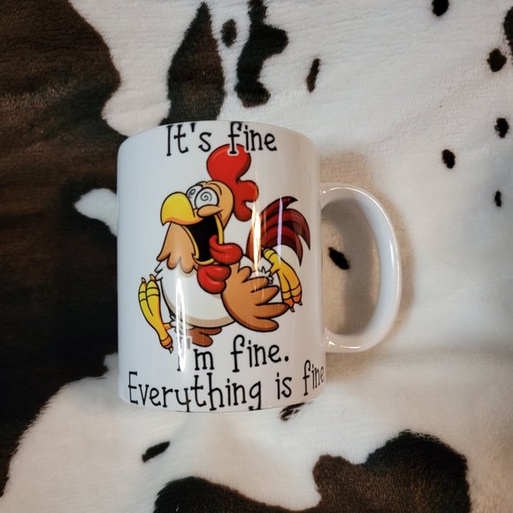 Chicken Everything is Fine Funny 11oz Ceramic Coffee Mug Tea Cup - Picture 4 of 6